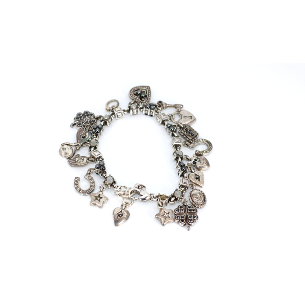 A5 Auth BRIGHTON Survivor Silver Statement Chunky Chain Love Heal Charm Bracelet - Picture 3 of 6